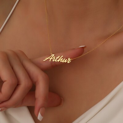 Custom Name Necklace, 18K Gold Plated Name Necklace, Unique and Dainty Name Necklace, Birthday Gift for Her,  Gift for Mom, Gift for Her - image2